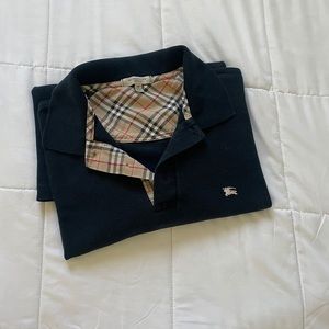 COPY - Burberry Navy Blue Mens Long Sleeve Polo M